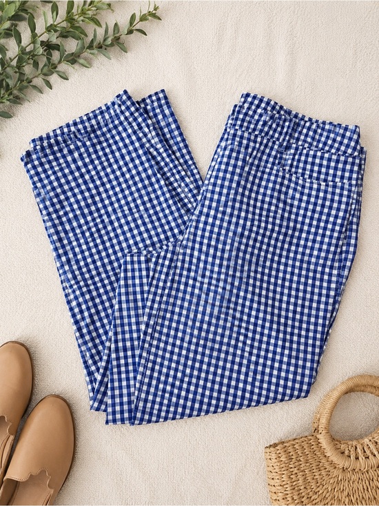 Talbots Pants - 💙 Talbots Petites Blue White Gingham Capri Pants Women’s 14P Coastal Preppy💙